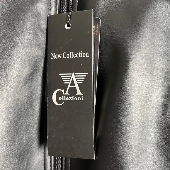 A. Collezioni Italian Black Faux Leather Motorcycle Jacket Size XL - Picture 12 of 16